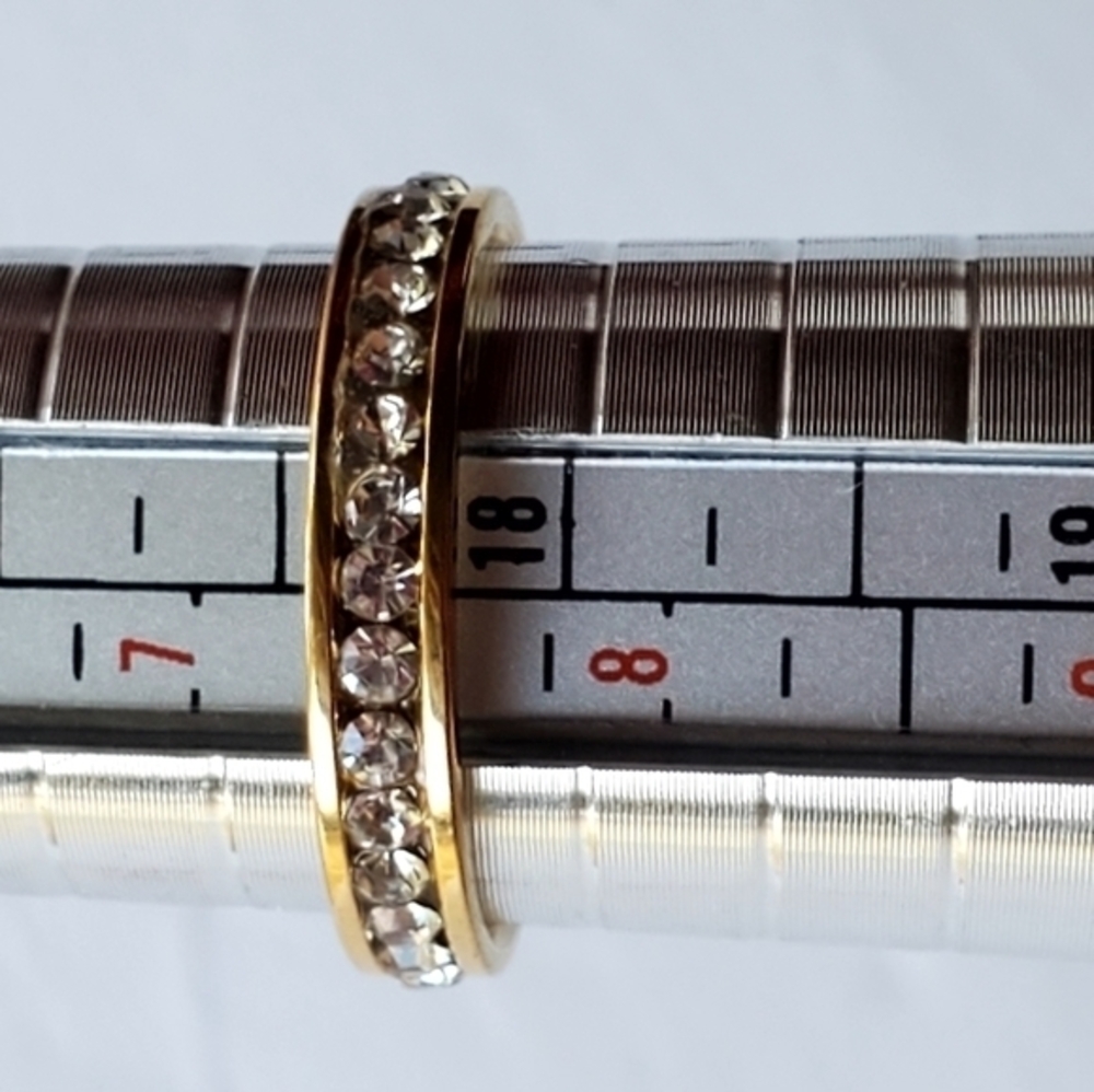 Two Stainless Steel Rhinestone‎ Rings Size 7-1/2 NWOT - Picture 5 of 13